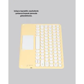 Bluetooth Klavye – Kablosuz, Sessiz Tuşlu, Android iOS Windows Uyumlu, Kompakt Taşınabilir Tasarım