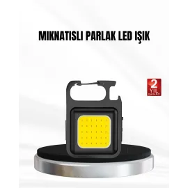 Şarjlı COB LED Anahtarlık Fener – 4 Modlu, Manyetik ve Katlanabilir Standlı