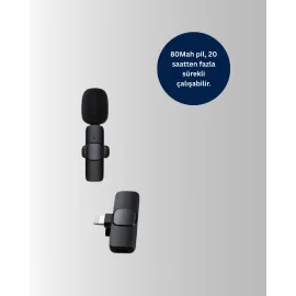 Çift Mikrofonlu Kablosuz Kayıt Seti Iphone Uyumlu Mini Mikrofon