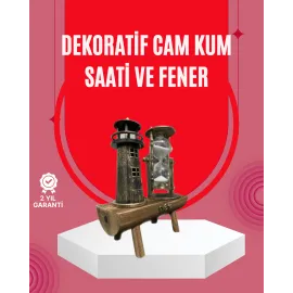 Ahşap Gövdeli Deniz Feneri Formlu Kum Saati – 15X20 Cm Masa Dekoru