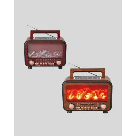 Solar Şarjlı Şömine Alev Efektli Bluetooth Hoparlör 7W Taşınabilir Ses Sistemi