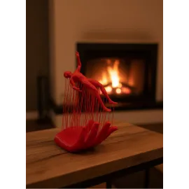 Kırmızı El Ve İnsan Figürü Dekoratif Biblo Salon Ofis Raf Ve Konsol Üstü İçin 12X18 Cm