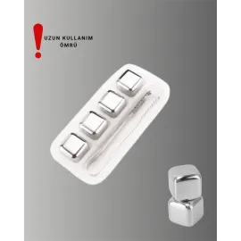 Yeniden Kullanılabilir 304 Çelik Metal Buz Küpleri 4'lü Set