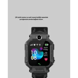S10 Akıllı Çocuk Saati Siyah Tasarım Adımsayar ve Alarm Fonksiyonu