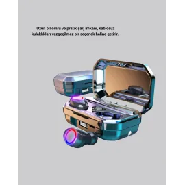 Kablosuz Kulaklık Uzun Pil Ömürlü Şarj Kutulu Ergonomik Hafif Tasarım