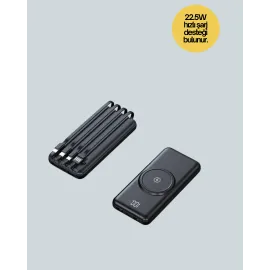 Iphone Ve Android Uyumlu 10000Mah Powerbank – Hem Kablolu Hem Kablosuz