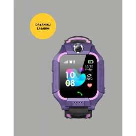 S10 Akıllı Çocuk Saati Mor Tasarım Adımsayar ve Alarm Fonksiyonlu