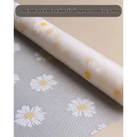 10 Metre Papatya Desenli Kaymaz Çok Amaçlı Dolap İçi Örtü