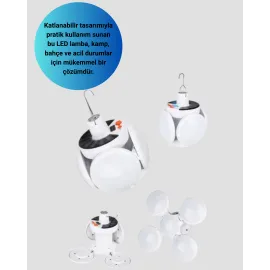 USB ve Solar Şarjlı Katlanabilir 5 Taraflı LED Lamba