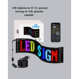 Rgb Led Panel – Mobil Uyumlu, Yazı Ve Gif Destekli, Usb Bağlantılı Dekoratif Ekran