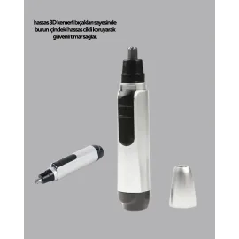 Burun Kulak Ve Kaş Tıraş Makinesi 3D Keskin Bıçaklı Pil Ile Çalışan