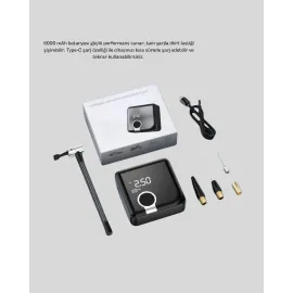 6000Mah Bataryalı Type-C Şarjlı Mini Hava Kompresörü Led Işıklı