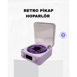 Retro Pikap Hoparlör Bluetooth Aux Usb Type-C Projektörlü 360° Sesli Taşınabilir