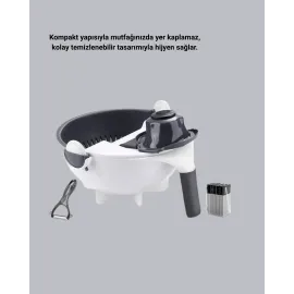 Çok Fonksiyonlu Döner Rende Süzgeç Hazneli Ergonomik Sebze Doğrayıcı