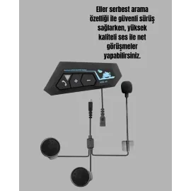 Bluetooth 5.0 Motosiklet Kask Kulaklık Eller Serbest Ve Müzik Özellikli