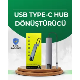 Type‑C Dönüştürücü – 2×USB3.0, SD/MS, 4K HDMI & RJ45 ile Profesyonel Kullanım