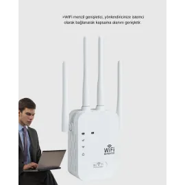 300Mbps WiFi Menzil Genişletici 4 Antenli WPA3 Güvenlikli Priz Tipi Repeater
