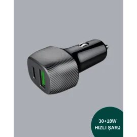 38W Çift Çıkışlı Araç Şarj Cihazı – Type-C Ve Usb Pd Destekli
