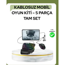 Mobil PUBG Oyuncuları İçin 5in1 Klavye Mouse Oyun Seti – BT5.3 Destekli
