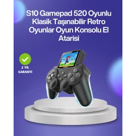 500 Oyunlu Nostaljik El Tipi Oyun Konsolu, Taşınabilir Şarjlı Cihaz, Renkli Ekran Ve Tv Destekli