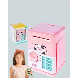 Pembe Atm Kasa Görünümlü Elektronik Şifreli Çocuk Kumbarası