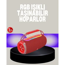 20W Kablosuz Bluetooth Hoparlör RGB Işık Efektli USB/SD/AUX Destekli