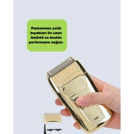 Erkek Saç Sakal Tıraş Makinesi Kablolu Altın Renk Dayanıklı