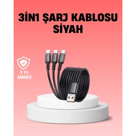 Çoklu Usb Şarj Kablosu – 1,2M Hızlı Şarj, 3A Güçlü Akım