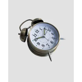 Retro Tarz Bronz Dekoratif Masa Saati Metal Gövde Yüksek Sesli Alarm