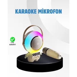 Renkli Işıklı Astronot Mini Bluetooth Speaker ve Karaoke Mikrofon