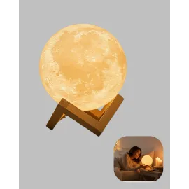 16 Renkli 3D Ay Gece Lambası RGB Modlu Şarjlı Uzaktan Kumandalı