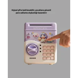 Çocuklar İçin Elektronik Şifreli Para Biriktirme Kumbarası Mor
