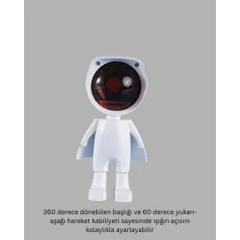 Astronot Tasarımlı Gün Batımı Efektli Şarjlı Led Lamba