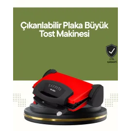 Profesyonel 2000W Tost Makinesi – Ayarlanabilir Termostat ve Çıkarılabilir Plaka
