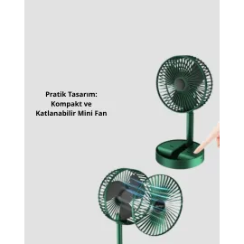 Taşınabilir Şarjlı Mini Fan – Katlanabilir Gövde, 3 Hız Kademesi