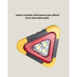 Solar Şarjlı Üçgen Led Park Ve İkaz Lambası