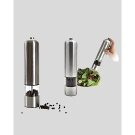 Modern Otomatik Baharat Öğütücü Seti – Pilli, Paslanmaz Çelik, LED Aydınlatmalı