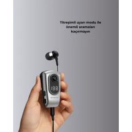 Profesyonel Bluetooth Kulaklık – Klipsli, Titreşimli, Dijital Göstergeli