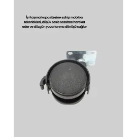 Dolap ve Raflar İçin 4 cm Kilitli Tekerlek Tekli