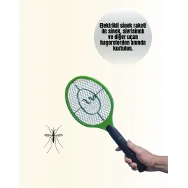 Pil Ile Çalışan Elektrikli Sivrisinek Raketi | Kimyasal İçermeyen Hijyenik Çözüm