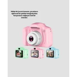 Pembe Mini 1080P Hd Çocuk Kamera – 8Mp, Video Kaydı,tf Kart Destekli