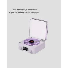 Retro Pikap Hoparlör Bluetooth Aux Usb Type-C Projektörlü 360° Sesli Taşınabilir