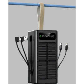 Led Aydınlatmalı Güneş Panelli Powerbank Seyahat Ve Kamp İçin