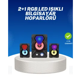 Rgb Işıklı Usb Hoparlör Seti 9W Çıkış Gücü Derin Bas