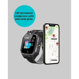S10 Siyah Akıllı Çocuk Saati Konum Takip ve Güvenlik Özellikli