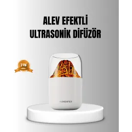 Alev Efektli Ultrasonik Uçucu Yağ Difüzörü 280Ml Su Tanklı Ve Sessiz Çalışma Özellikli