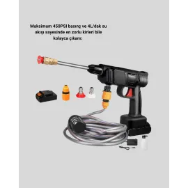 48V Kablosuz Yıkama Makinesi – 2 Pil, Köpük Tankı Ve Ayarlanabilir