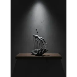 Gri El İnsan Figürü Minimal Ve Anlamlı Dekoratif Biblo Modern Ev Dekorasyonu