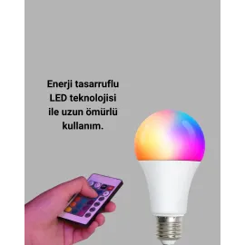 Renk Değiştiren Rgb Led Ampul 16 Renk Uzaktan Kumandalı 2025 Model