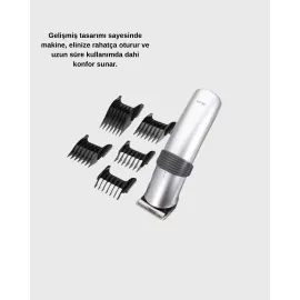 Profesyonel Şarjlı Saç ve Sakal Kesme Makinesi – Paslanmaz Çelik Bıçaklı, Ergonomik ve Sessiz Motorlu